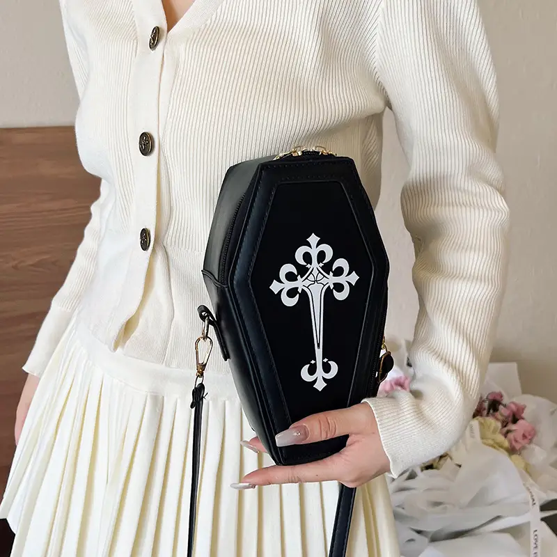 2025 Women's Black Crossbody Bag with Silver Floral Design - Image 3