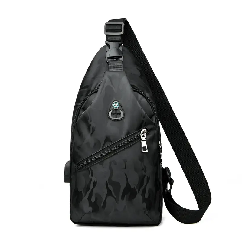 Men's Black Motorcycle Style Chest Bag with Adjustable Strap - Image 5