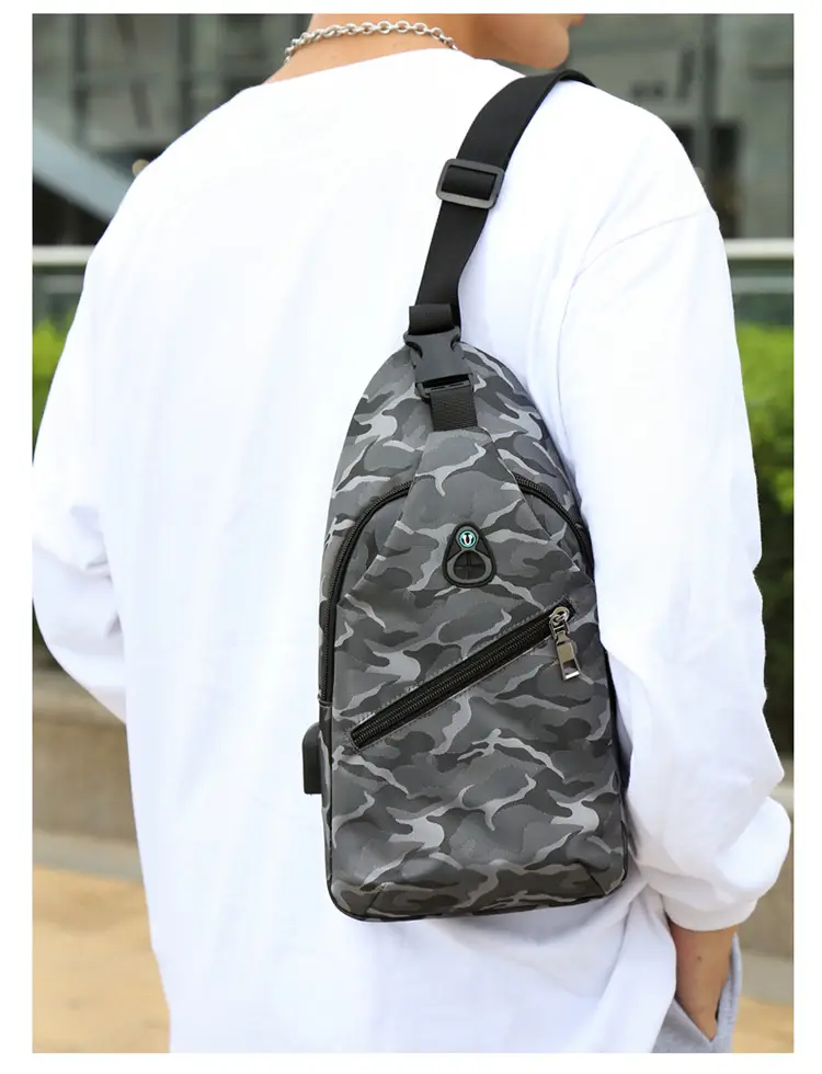 Men's Black Motorcycle Style Chest Bag with Adjustable Strap — feature 18