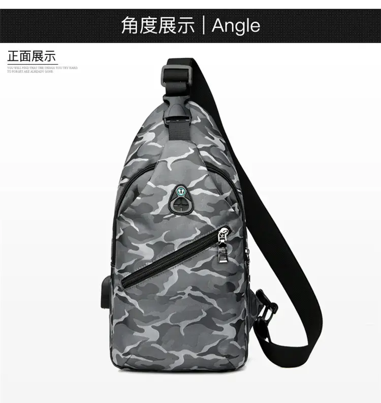 Men's Black Motorcycle Style Chest Bag with Adjustable Strap - Image 3