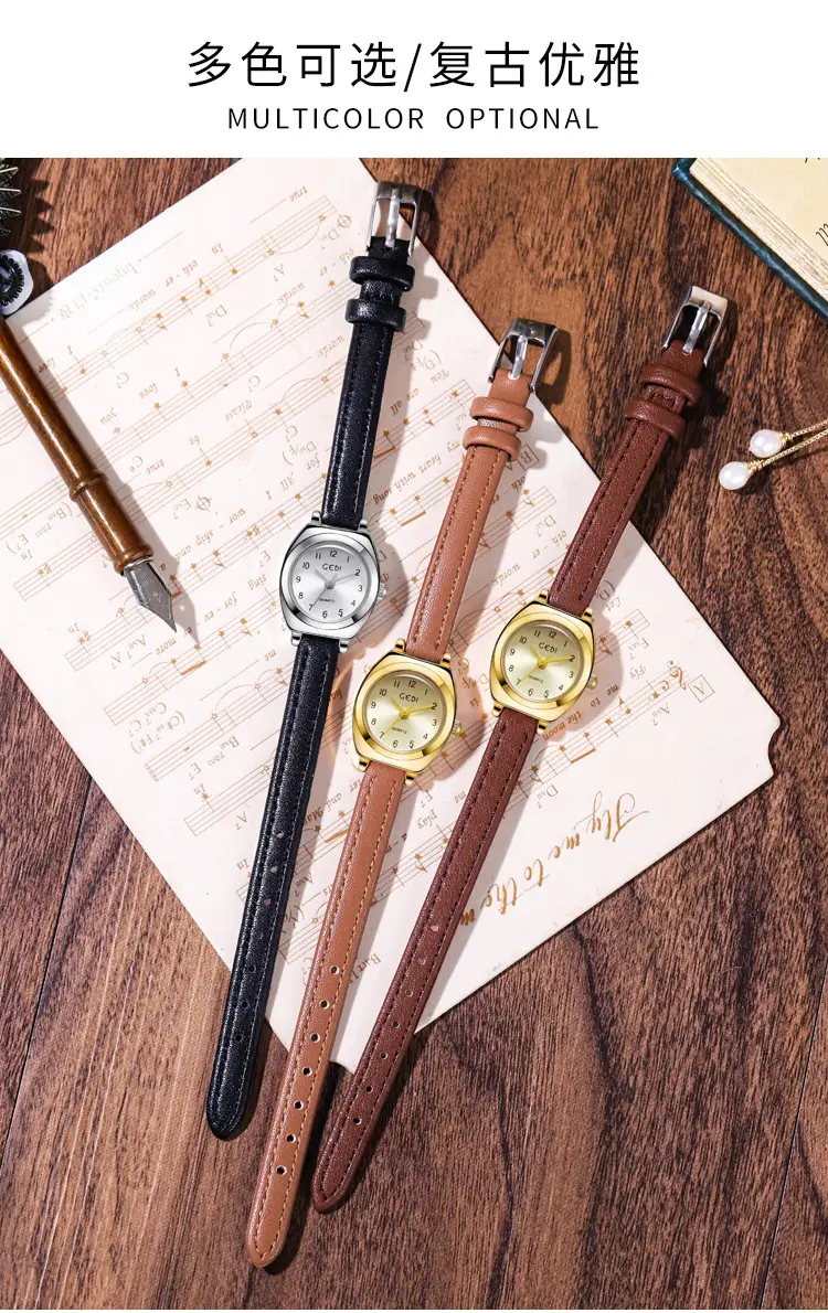 Goldie Women's Quartz Watch with Brown Leather Strap — feature 5