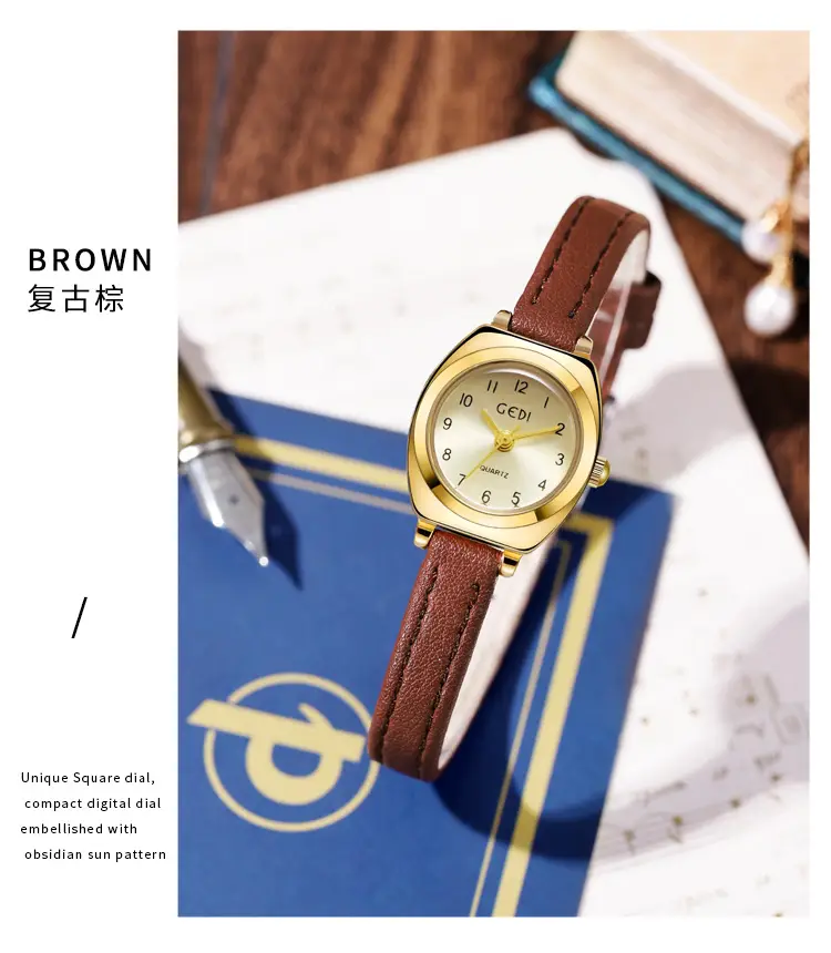 Goldie Women's Quartz Watch with Brown Leather Strap — feature 9
