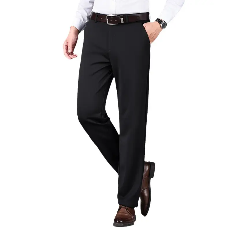Men Black Straight-Tapered Casual Pants Plus Size - Image 10