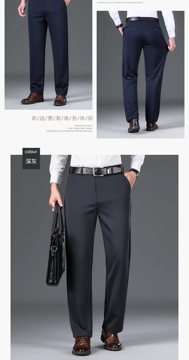 Men Black Straight-Tapered Casual Pants Plus Size — feature 13