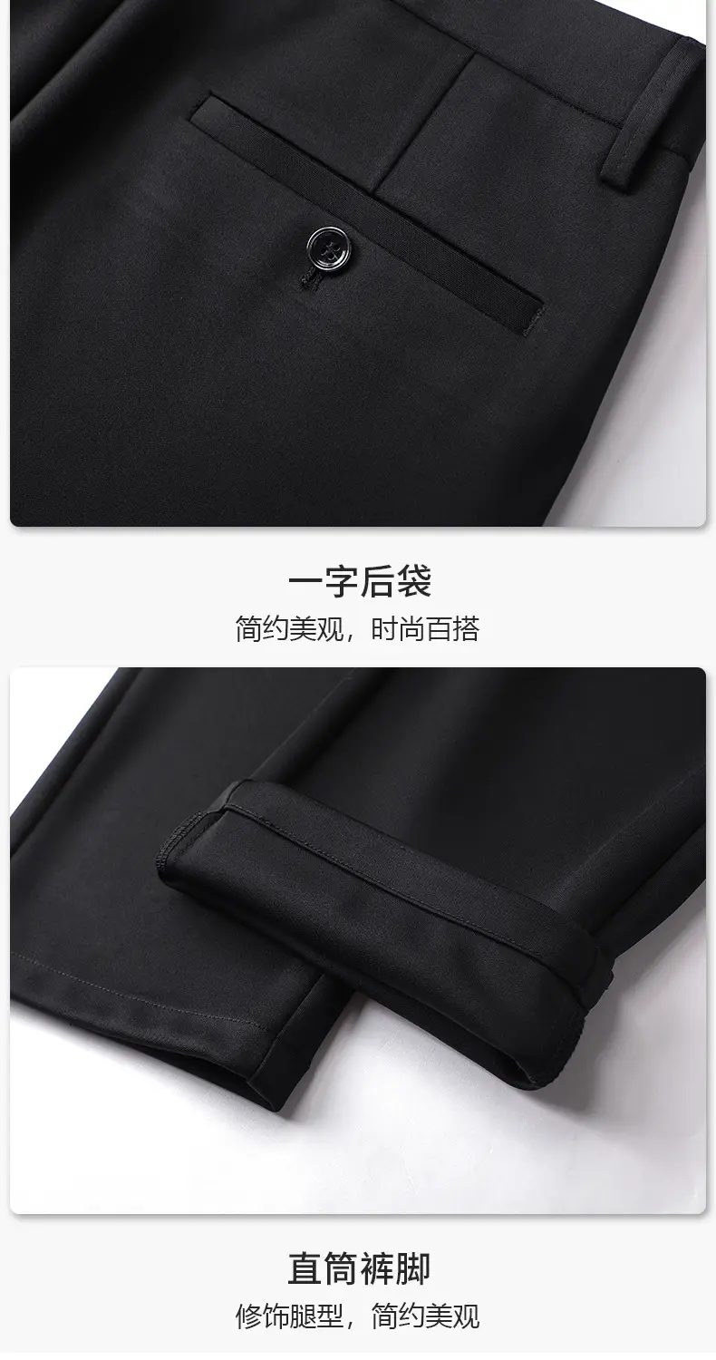 Men Black Straight-Tapered Casual Pants Plus Size — feature 19