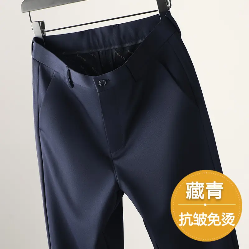Men Black Straight-Tapered Casual Pants Plus Size - Image 2