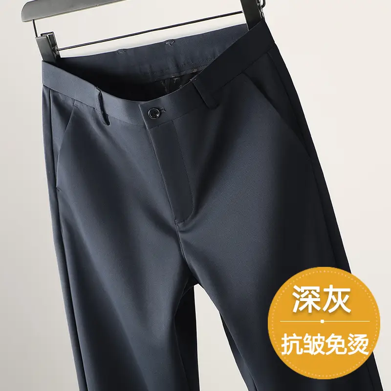 Men Black Straight-Tapered Casual Pants Plus Size - Image 3