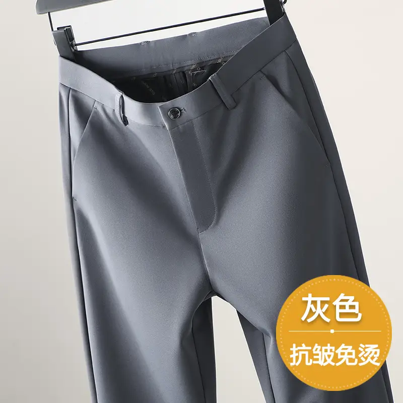 Men Black Straight-Tapered Casual Pants Plus Size - Image 4