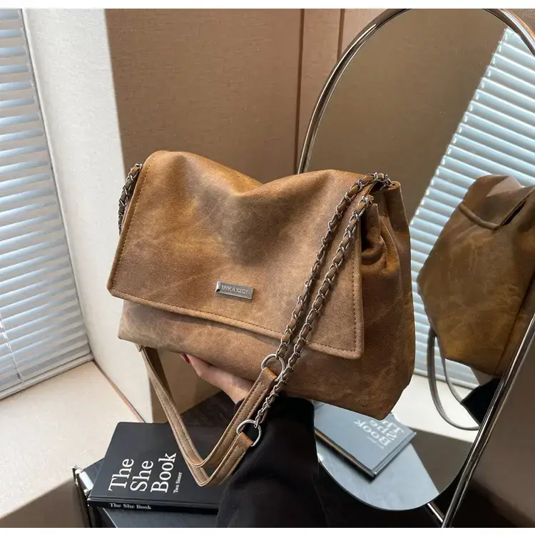 Frosted Chain Shoulder Bag Women Brown 2023 — feature 34