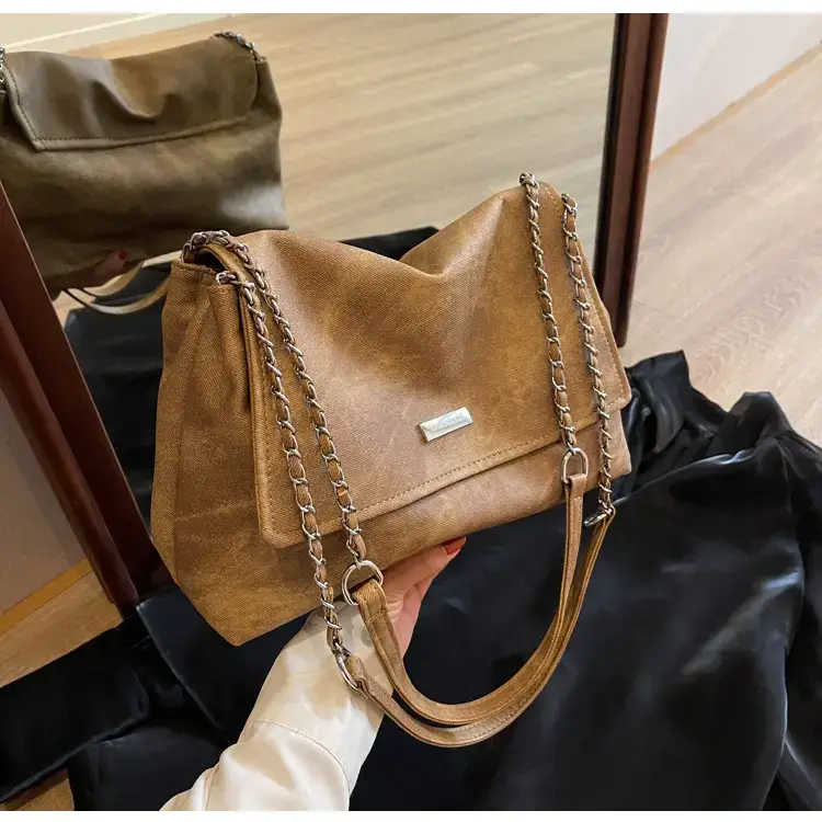 Frosted Chain Shoulder Bag Women Brown 2023 — feature 45