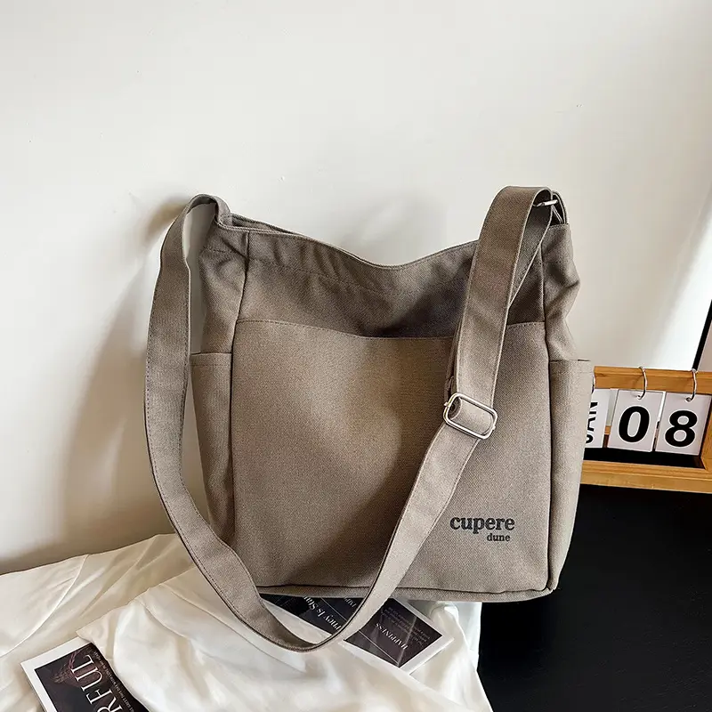 Women's Green Canvas Crossbody Bag Casual Student Shoulder Bag - Image 4