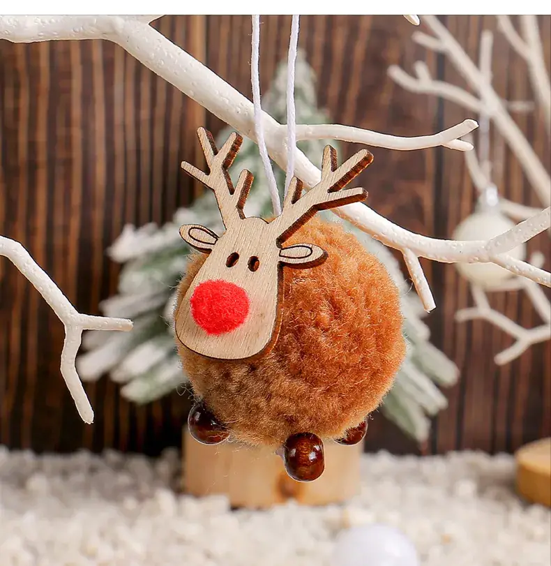 Christmas Deer Fur Ball Pendant 2025 New Elk Felt Pendant — feature 7
