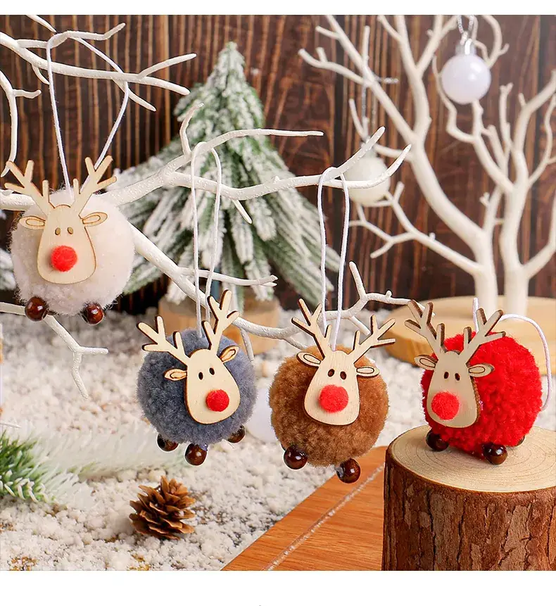 Christmas Deer Fur Ball Pendant 2025 New Elk Felt Pendant — feature 9