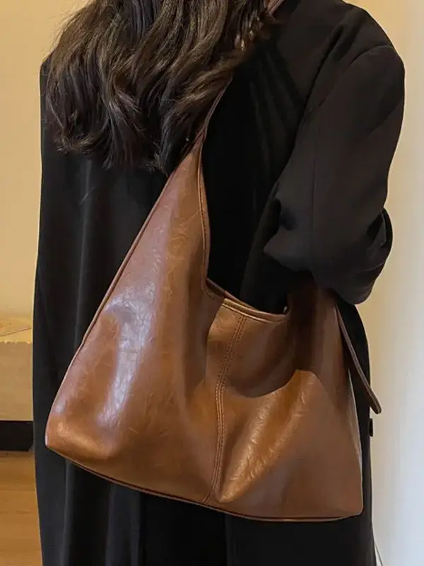 2023 Retro Korean Shoulder Tote Bag Women Black - Image 2