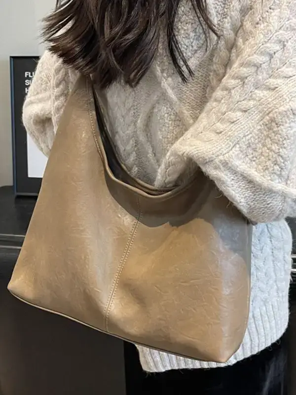 2023 Retro Korean Shoulder Tote Bag Women Black - Image 5