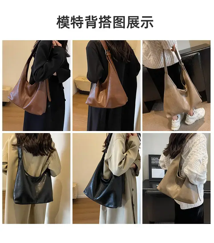 2023 Retro Korean Shoulder Tote Bag Women Black — feature 8