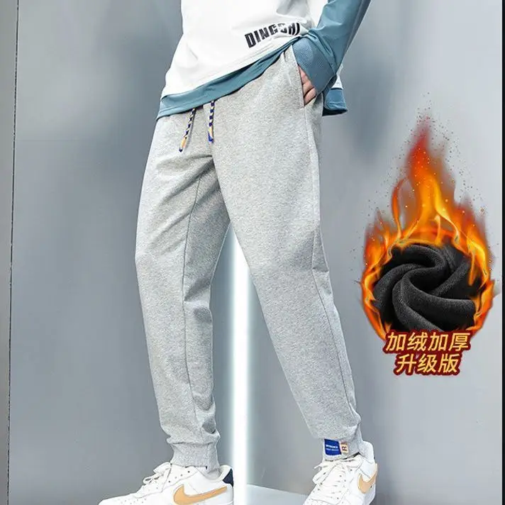Men Fleece Lined Grey Ankle Sweatpants Plus Size - Image 7