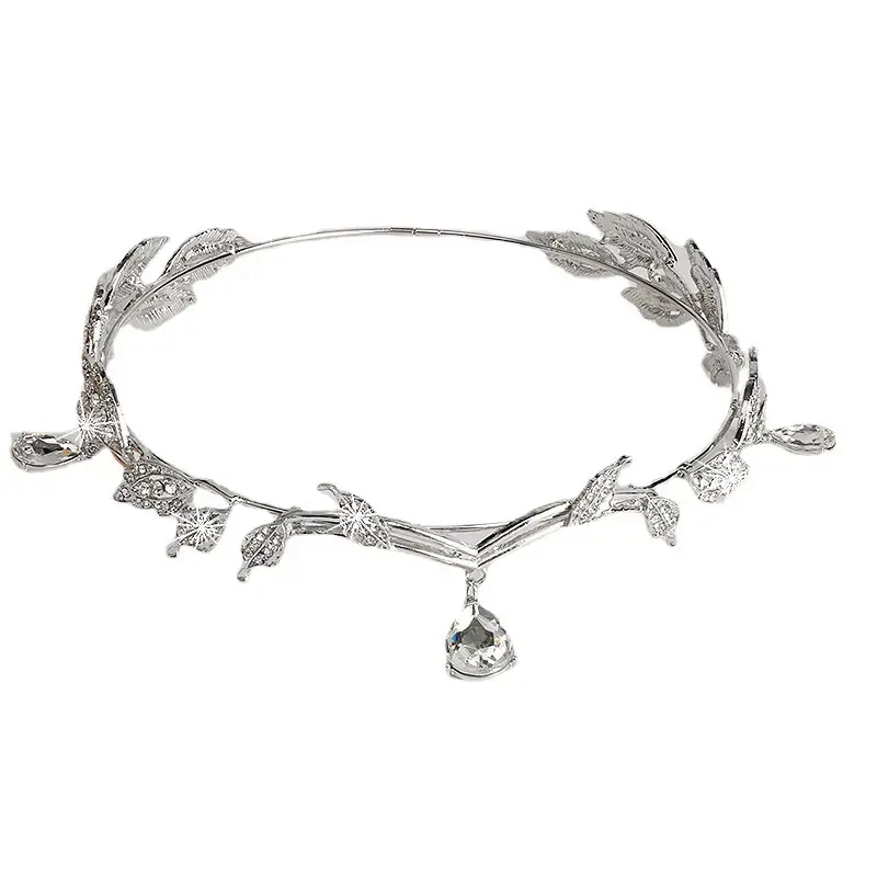 Retro Silver Hair Hoop with Leaf Design - Image 5