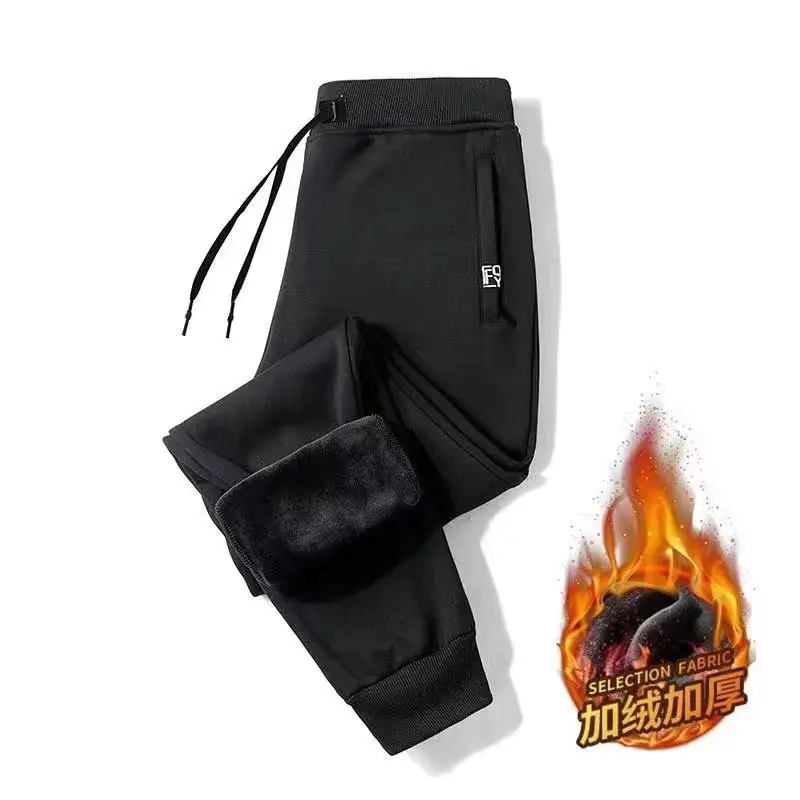 Men Fleece Lined Ankle Tied Pants Black F35 - Image 17