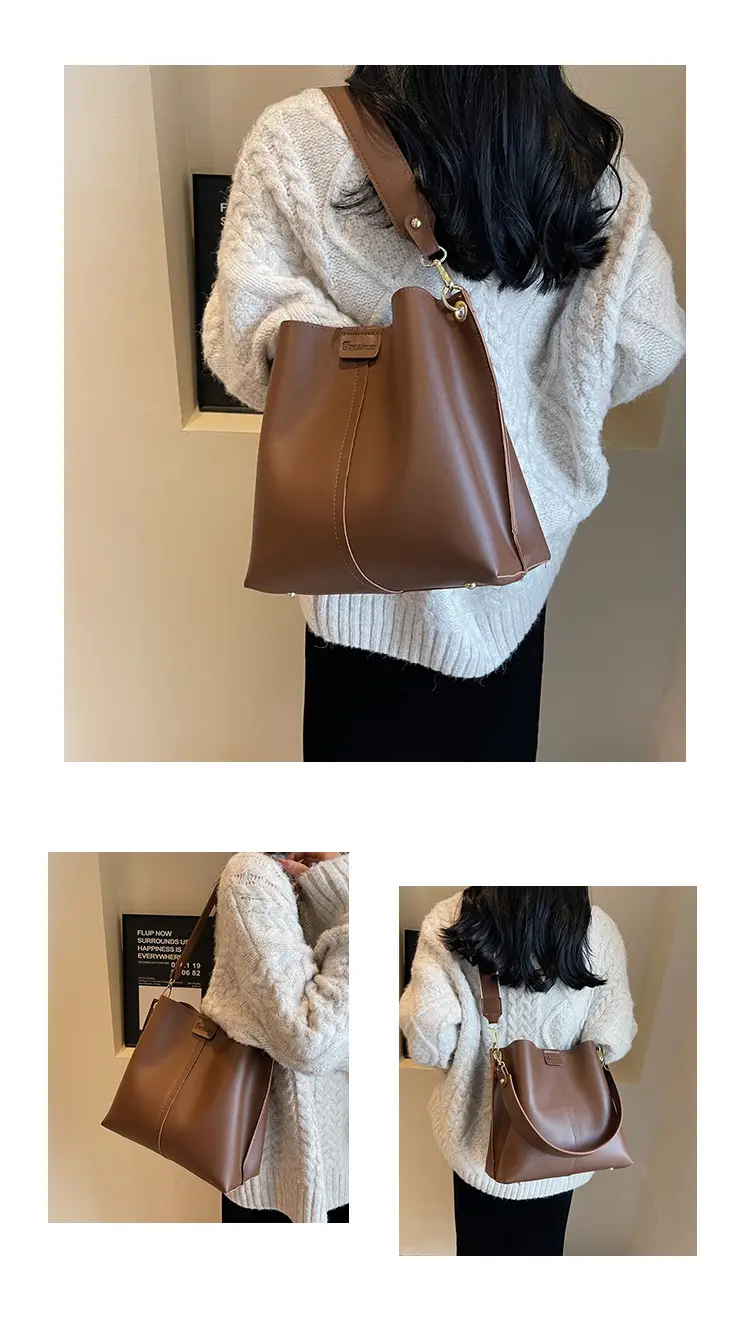Women's Large Capacity Bucket Bag Beige 2024 — feature 14
