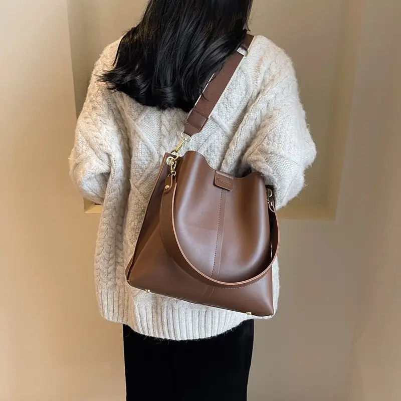 Women's Large Capacity Bucket Bag Beige 2024 - Image 2