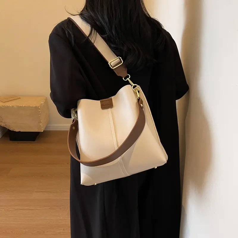 Women's Large Capacity Bucket Bag Beige 2024 - Image 4