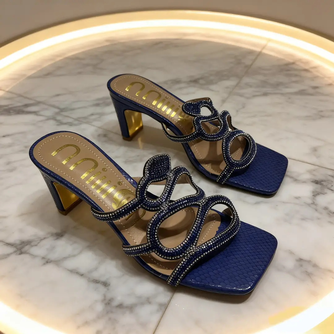 Summer European and American Style Women's High-Heeled Slippers Large Size Comfortable Sandals 2025 New Cross-Border Women's Shoes Sliers - Image 2