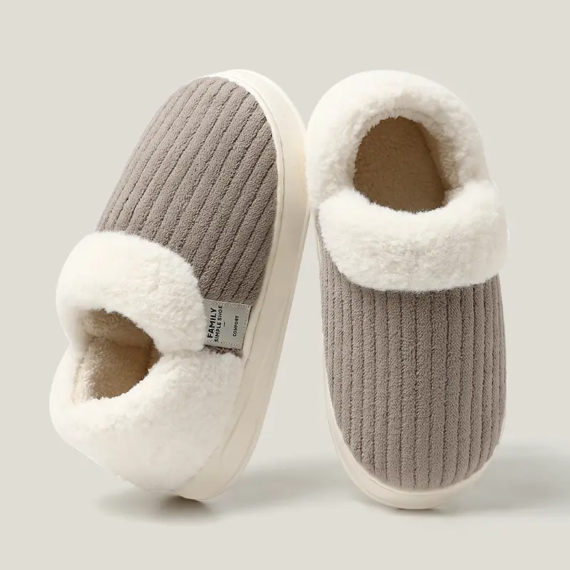 Men's Cotton Slippers, New Winter Indoor Home Slippers with Heel, Plush Warm Slippers, Simple Furry Shoes, Cotton Shoes for Men, Suitable for Outdoor Wear - Image 5