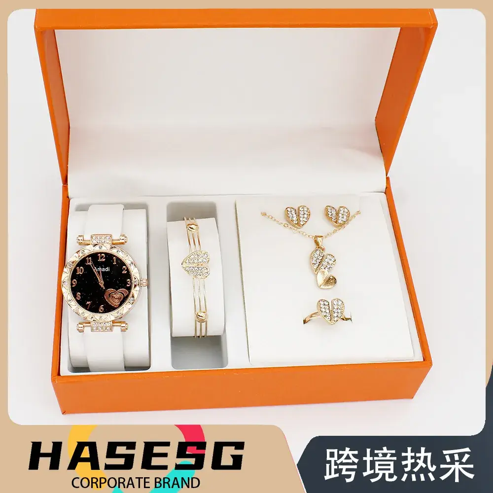 Gold Plated Heart-Shaped Watch Set for Women - Image 7