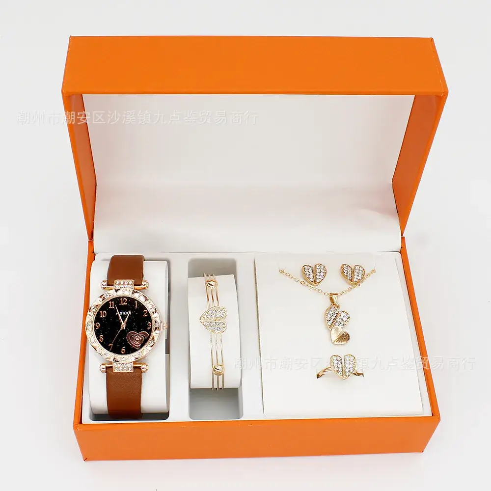 Gold Plated Heart-Shaped Watch Set for Women - Image 5