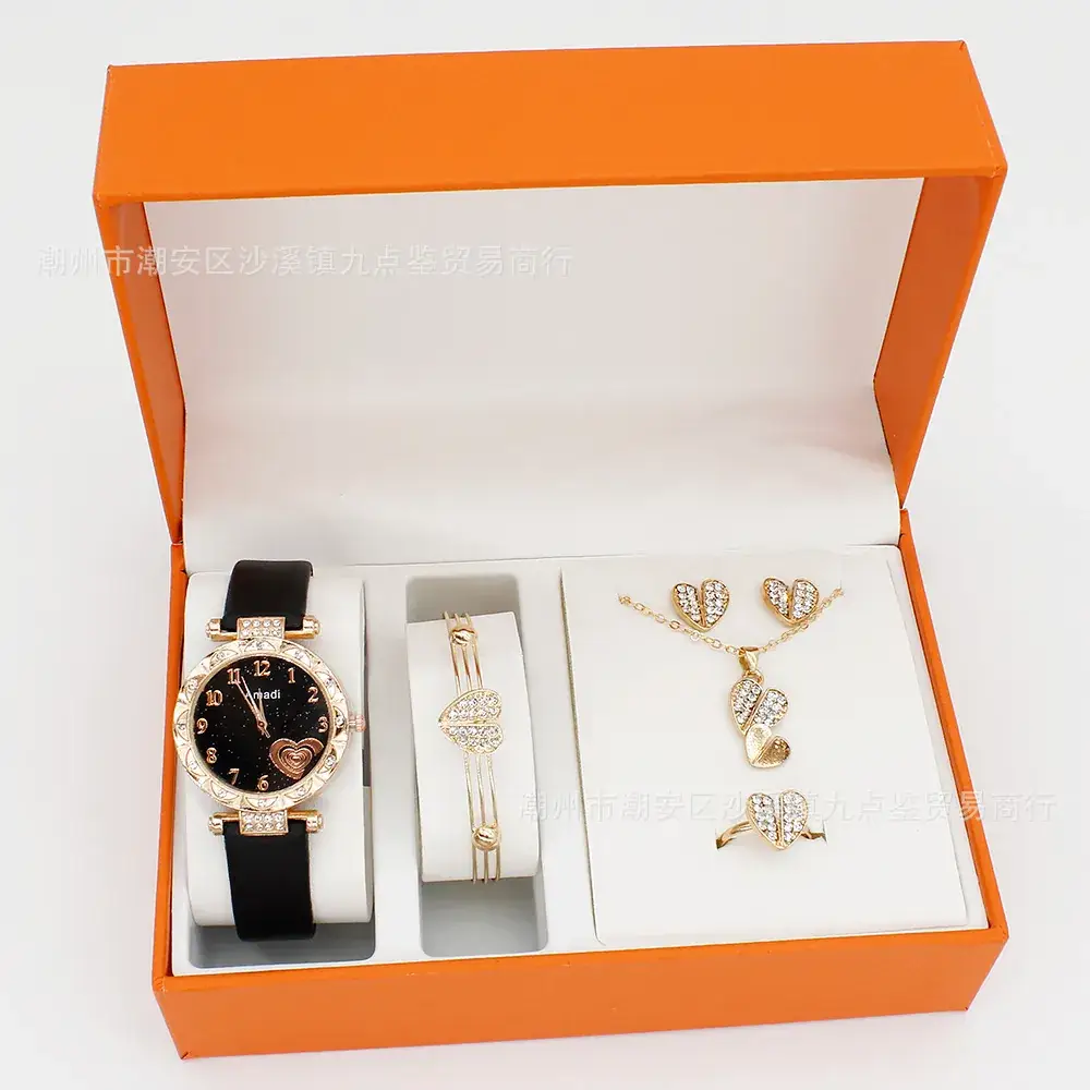 Gold Plated Heart-Shaped Watch Set for Women - Image 2