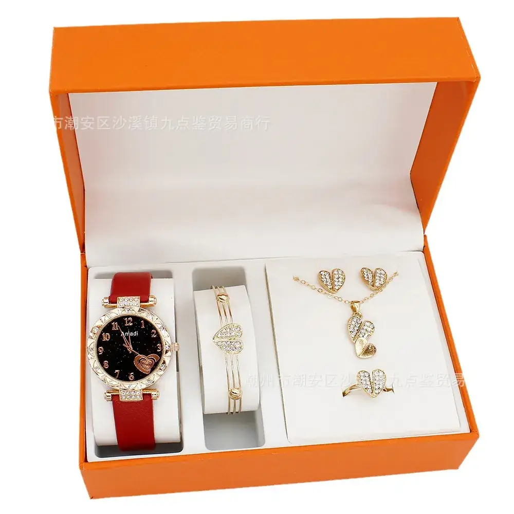 Gold Plated Heart-Shaped Watch Set for Women - Image 8