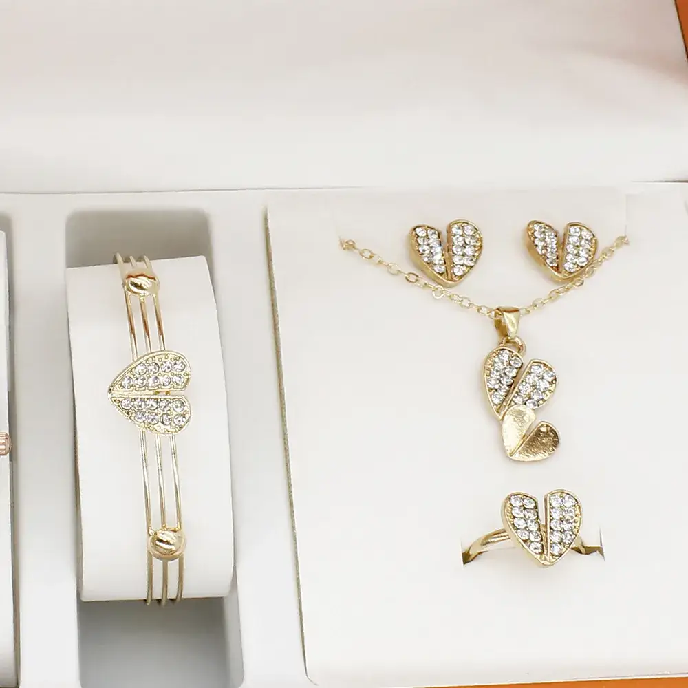 Gold Plated Heart-Shaped Watch Set for Women - Image 6