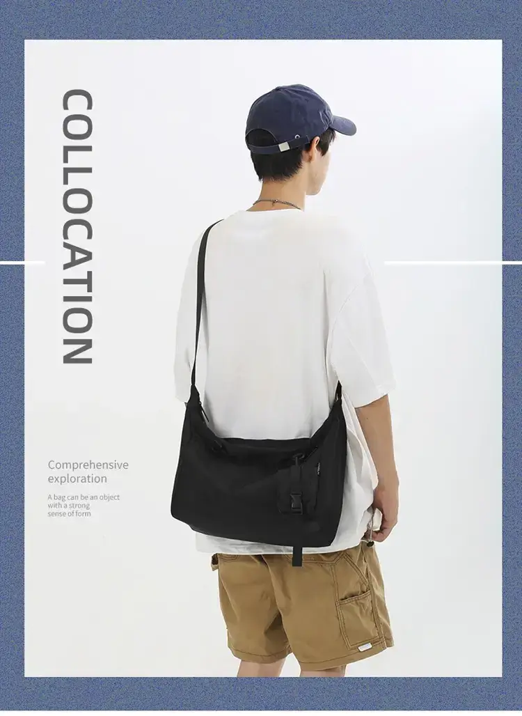 Men's Black Japanese Messenger Bag Large Capacity — feature 2