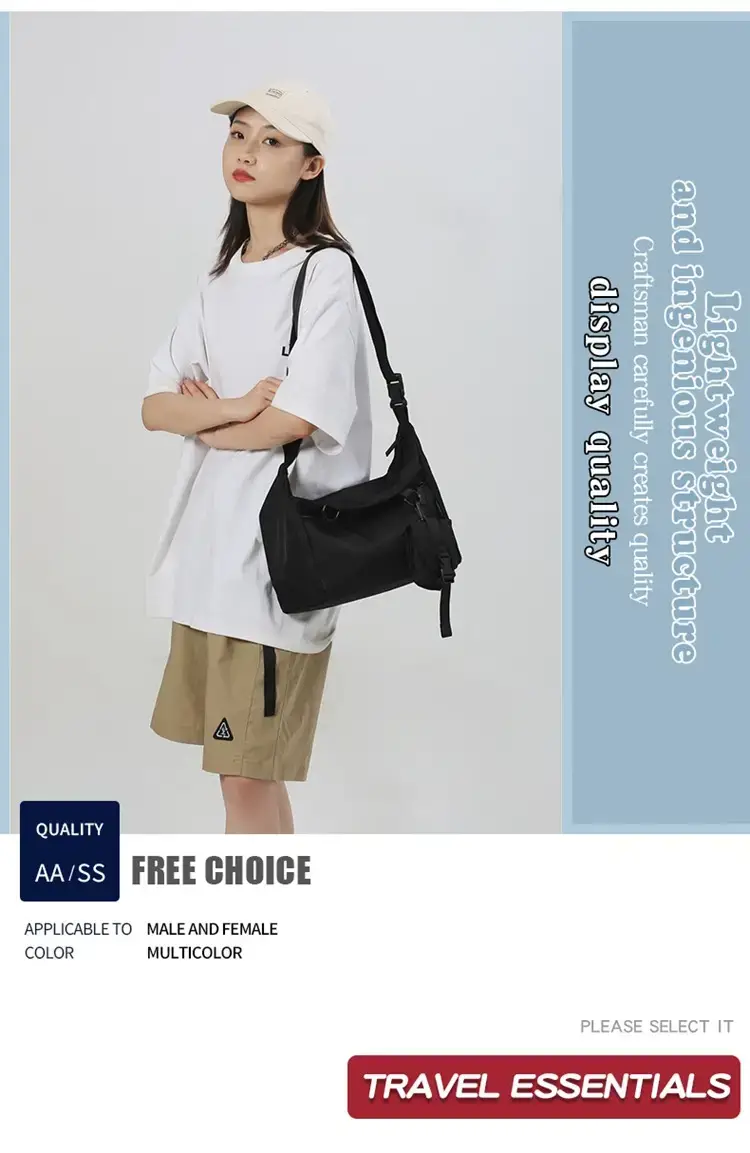Men's Black Japanese Messenger Bag Large Capacity — feature 3