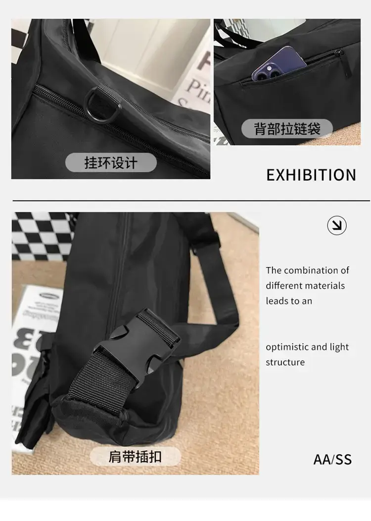 Men's Black Japanese Messenger Bag Large Capacity — feature 36
