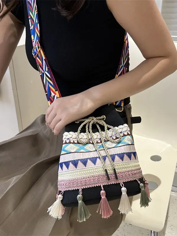 2023 Korean Style Tassel Crossbody Bag Brown
