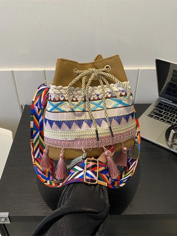 2023 Korean Style Tassel Crossbody Bag Brown
