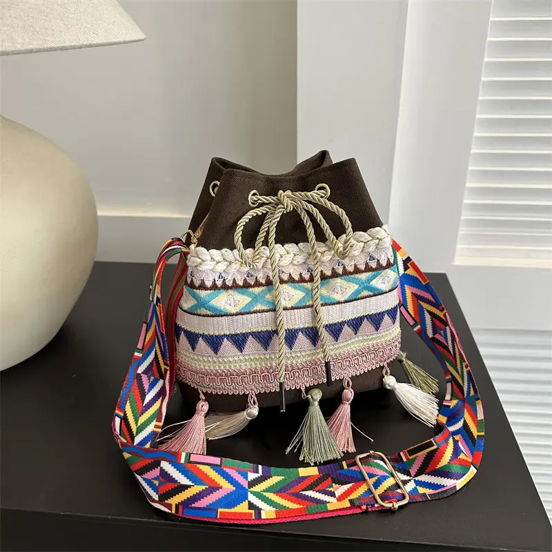 2023 Korean Style Tassel Crossbody Bag Brown