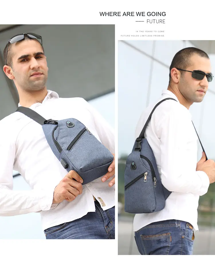 Men's Grey Canvas Crossbody Bag with Adjustable Strap — feature 20