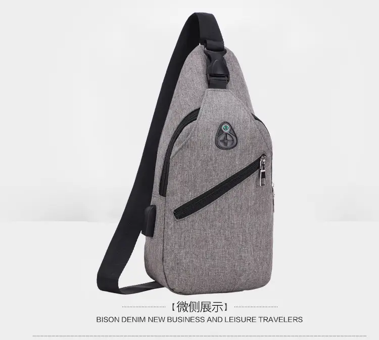 Men's Grey Canvas Crossbody Bag with Adjustable Strap — feature 23
