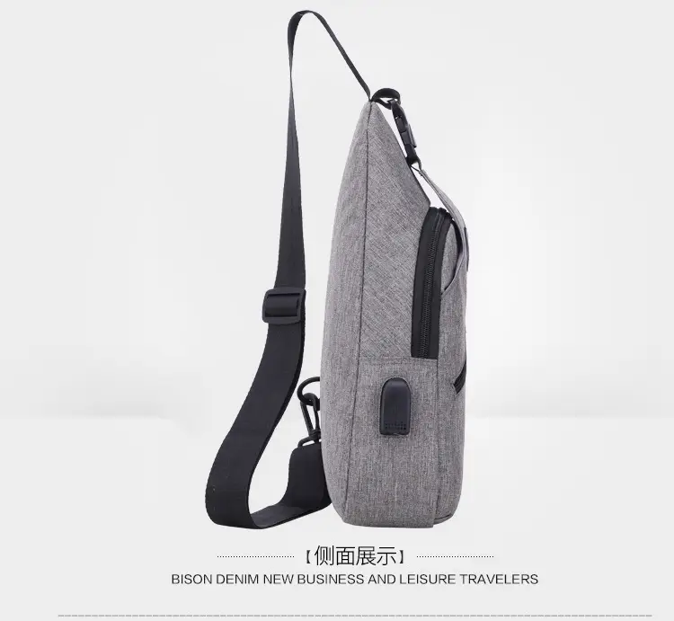 Men's Grey Canvas Crossbody Bag with Adjustable Strap — feature 24