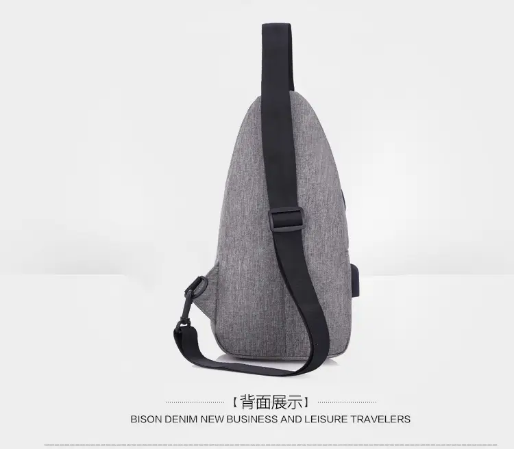 Men's Grey Canvas Crossbody Bag with Adjustable Strap — feature 25