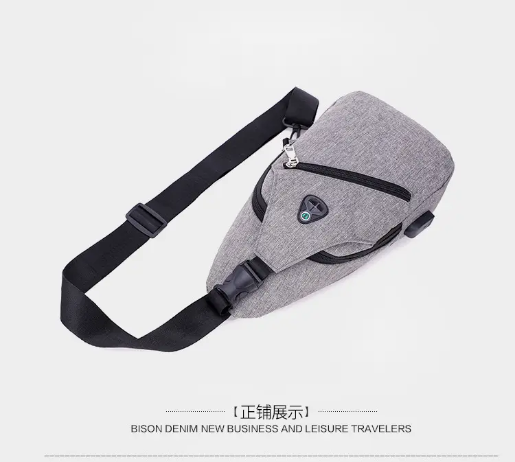 Men's Grey Canvas Crossbody Bag with Adjustable Strap — feature 26