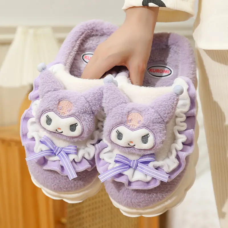 Sanrio coolomi thick-soled cotton slippers women's indoor home winter warm thickened cartoon slippers