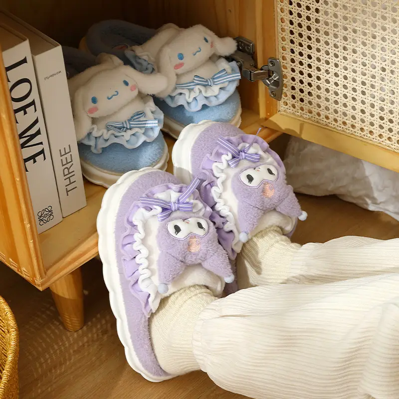 Sanrio coolomi thick-soled cotton slippers women's indoor home winter warm thickened cartoon slippers