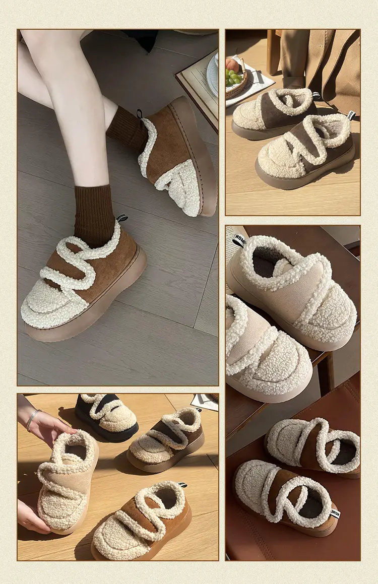 Nanbowan bee cotton-padded shoes women's winter Korean-style Internet celebrity Velcro warm bread fleece-lined thick cotton shoes — feature 13