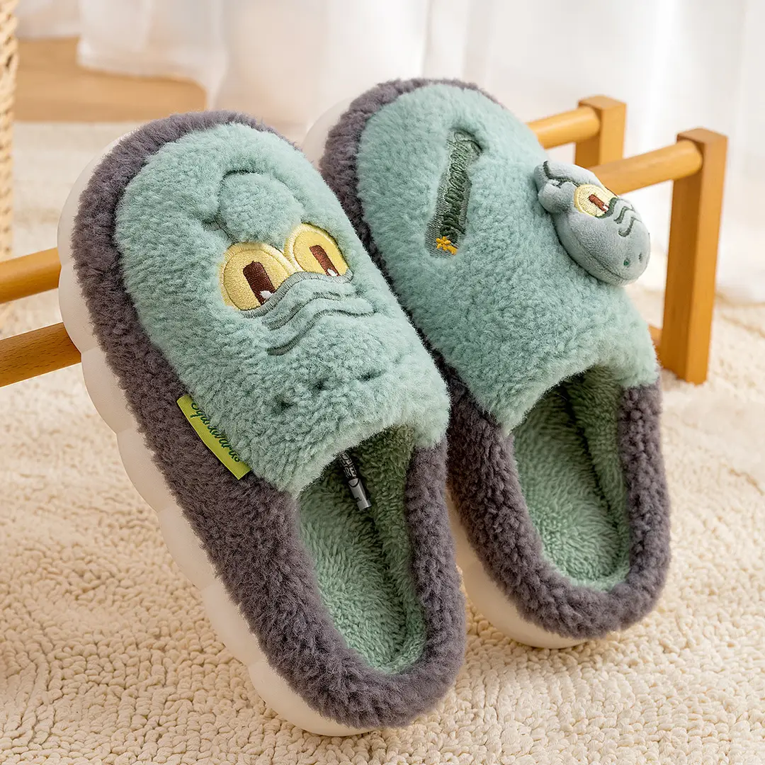 Spongebob Cotton Slippers Men's Autumn and Winter New Cute Indoor Home Thick Bottom Warm Couple Slippers Women