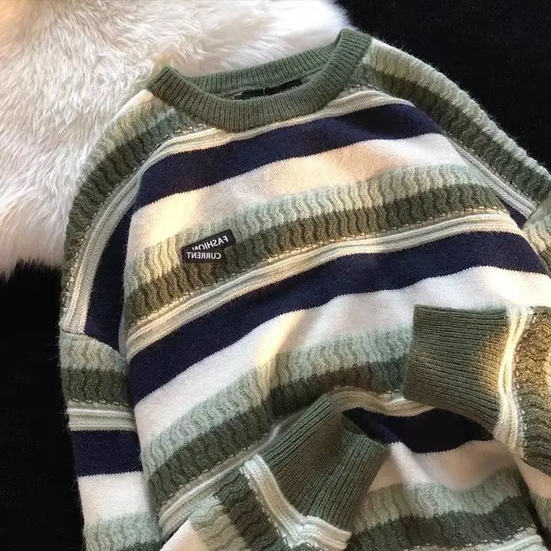 New Autumn Sweater Striped Long Sleeve Loose Fit - Image 2