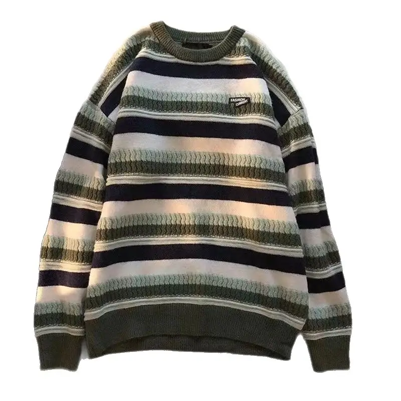 New Autumn Sweater Striped Long Sleeve Loose Fit - Image 5